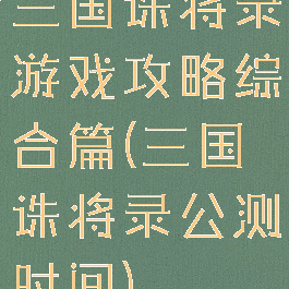 三国诛将录游戏攻略综合篇(三国诛将录公测时间)