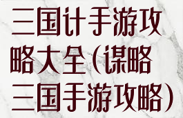 三国计手游攻略大全(谋略三国手游攻略)