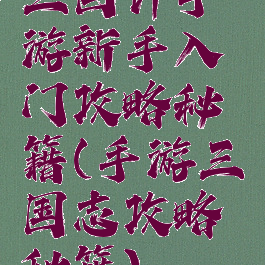 三国计手游新手入门攻略秘籍(手游三国志攻略秘籍)