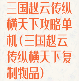 三国赵云传纵横天下攻略单机(三国赵云传纵横天下复制物品)