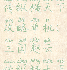 三国赵云传纵横天下攻略单机(三国赵云传纵横天下无限挣钱)