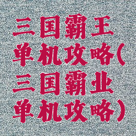 三国霸王单机攻略(三国霸业单机攻略)