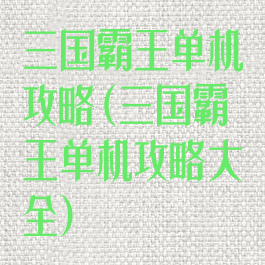 三国霸王单机攻略(三国霸王单机攻略大全)