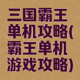 三国霸王单机攻略(霸王单机游戏攻略)