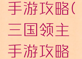 三国领主手游攻略(三国领主手游攻略技巧)