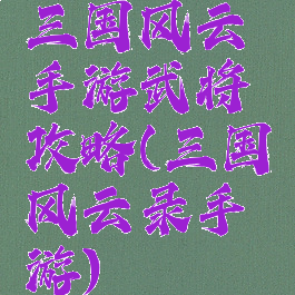 三国风云手游武将攻略(三国风云录手游)