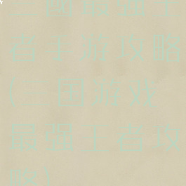 三國最强王者手游攻略(三国游戏最强王者攻略)