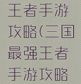 三國最强王者手游攻略(三国最强王者手游攻略大全)