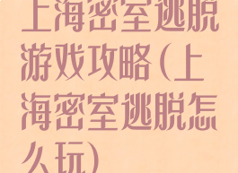 上海密室逃脱游戏攻略(上海密室逃脱怎么玩)