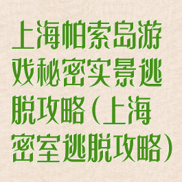 上海帕索岛游戏秘密实景逃脱攻略(上海密室逃脱攻略)