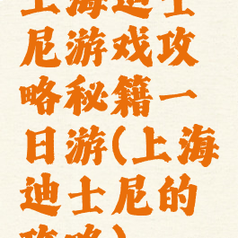 上海迪士尼游戏攻略秘籍一日游(上海迪士尼的攻略)