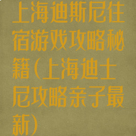 上海迪斯尼住宿游戏攻略秘籍(上海迪士尼攻略亲子最新)