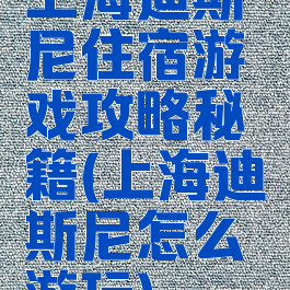 上海迪斯尼住宿游戏攻略秘籍(上海迪斯尼怎么游玩)