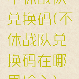 不休战队兑换码(不休战队兑换码在哪里输入)