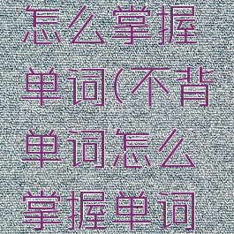 不背单词怎么掌握单词(不背单词怎么掌握单词的方法)