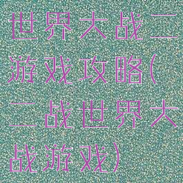 世界大战二游戏攻略(二战世界大战游戏)