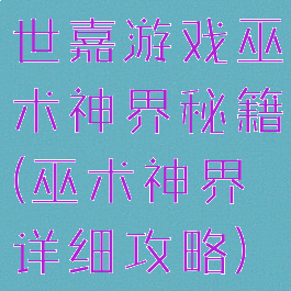 世嘉游戏巫术神界秘籍(巫术神界详细攻略)