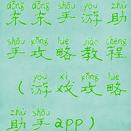 东东手游助手攻略教程(游戏攻略助手app)