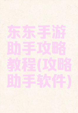 东东手游助手攻略教程(攻略助手软件)
