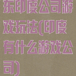 东印度公司游戏玩法(印度有什么游戏公司)