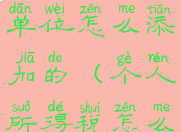 个人所得税添加工作单位怎么添加的(个人所得税怎么添加任职单位)