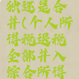 个人所得税退税单独还是合并(个人所得税退税全部并入综合所得计算还是单独核算)