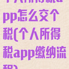 个人所得税app怎么交个税(个人所得税app缴纳流程)