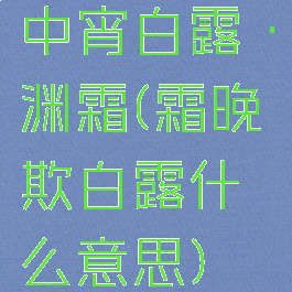 中宵白露·渊霜(霜晚欺白露什么意思)