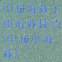 中超游戏手机游戏技巧(中超小游戏)