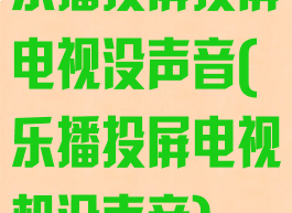 乐播投屏投屏电视没声音(乐播投屏电视机没声音)