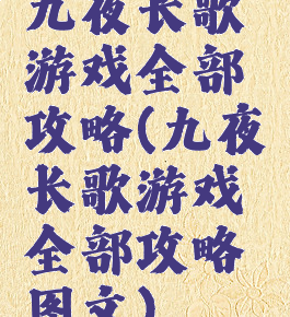 九夜长歌游戏全部攻略(九夜长歌游戏全部攻略图文)