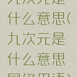 九次元是什么意思(九次元是什么意思网络用语)