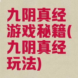 九阴真经游戏秘籍(九阴真经玩法)