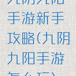 九阴九阳手游新手攻略(九阴九阳手游怎么玩)