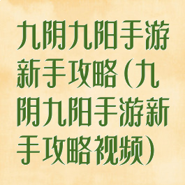 九阴九阳手游新手攻略(九阴九阳手游新手攻略视频)
