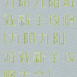 九阴九阳游戏新手攻略(九阴九阳游戏新手攻略大全)