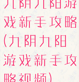 九阴九阳游戏新手攻略(九阴九阳游戏新手攻略视频)
