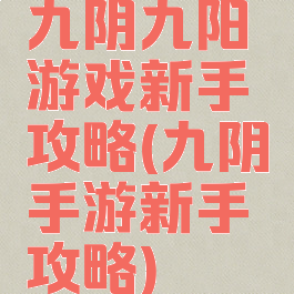 九阴九阳游戏新手攻略(九阴手游新手攻略)