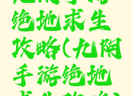 九阴手游绝地求生攻略(九阴手游绝地求生攻略)