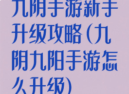 九阴手游新手升级攻略(九阴九阳手游怎么升级)
