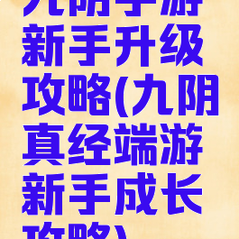 九阴手游新手升级攻略(九阴真经端游新手成长攻略)