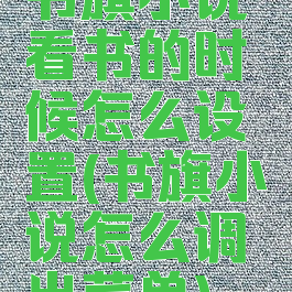 书旗小说看书的时候怎么设置(书旗小说怎么调出菜单)