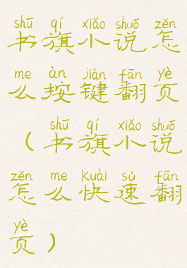 书旗小说怎么按键翻页(书旗小说怎么快速翻页)