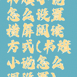 书旗小说怎么设置横屏阅读方式(书旗小说怎么调设置)