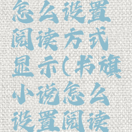 书旗小说怎么设置阅读方式显示(书旗小说怎么设置阅读模式)