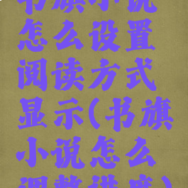 书旗小说怎么设置阅读方式显示(书旗小说怎么调整进度)