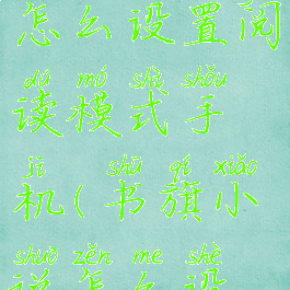 书旗小说怎么设置阅读模式手机(书旗小说怎么设置书签)