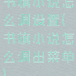 书旗小说怎么调设置(书旗小说怎么调出菜单)