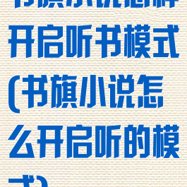 书旗小说怎样开启听书模式(书旗小说怎么开启听的模式)