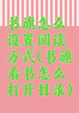 书旗怎么设置阅读方式(书旗看书怎么打开目录)